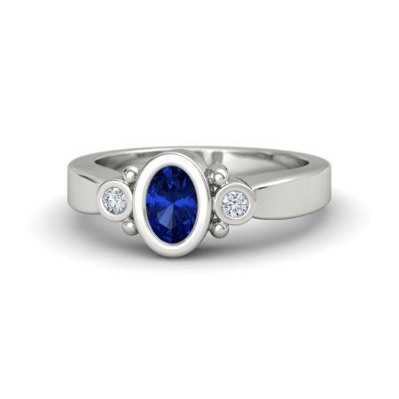 Anello con diamanti in zaffiro blu di Ceylon e castone in oro bianco da 1,70 carati 14K - harrychadent.it