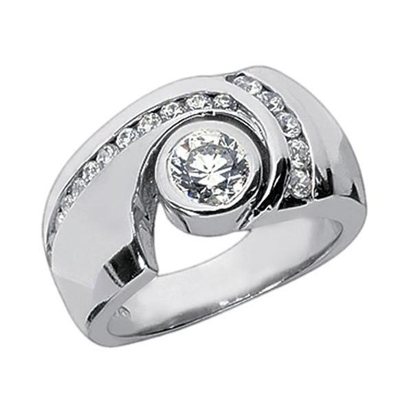 Anello con diamanti rotondi da 1.76 carati con accenti in oro bianco 14K - harrychadent.it