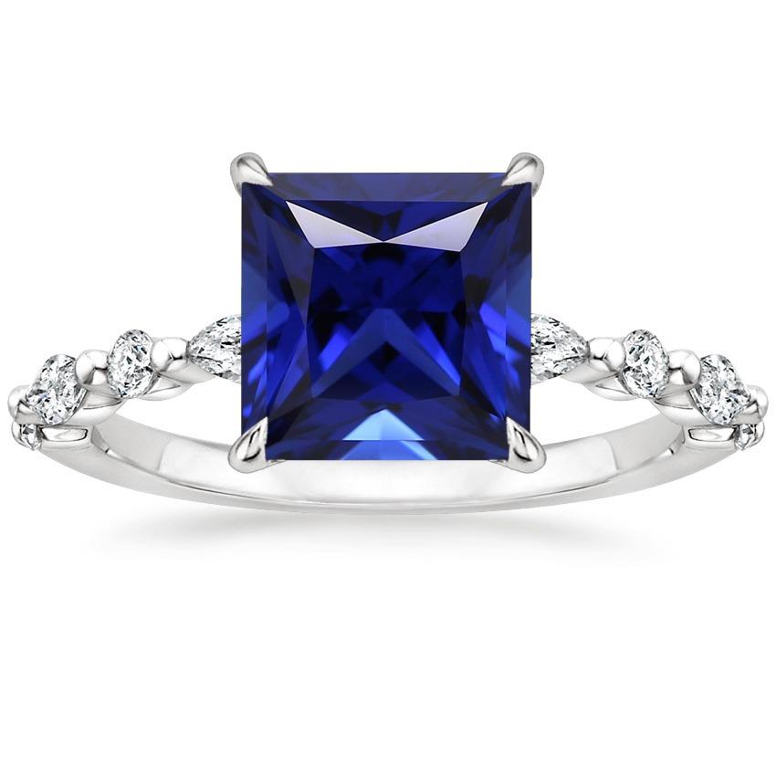 Anello con diamanti rotondi e pera con zaffiro blu taglio principessa 5.25 carati - harrychadent.it