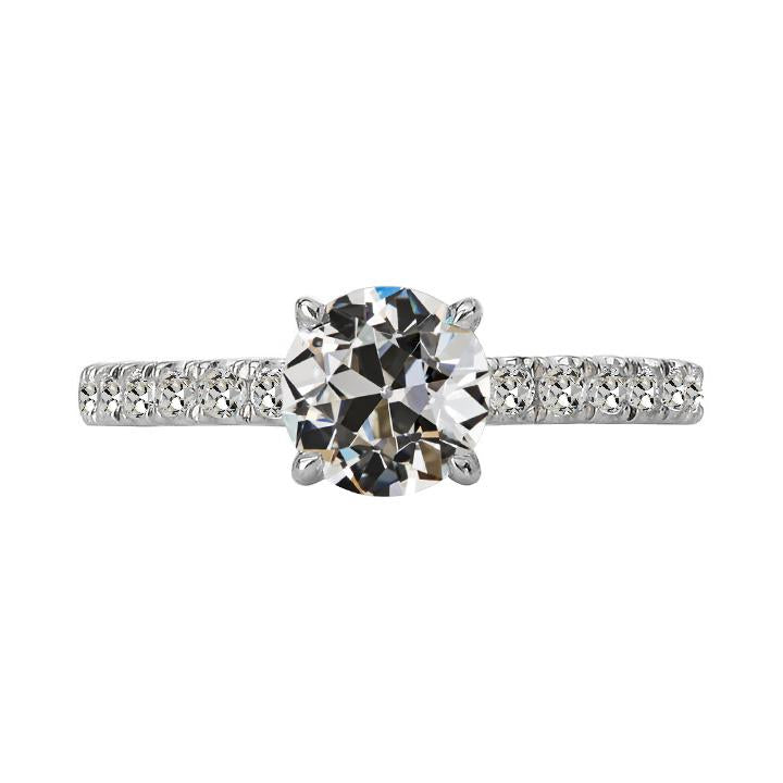 Anello con diamanti rotondi taglio antico con accenti in oro 14 carati 4 carati - harrychadent.it