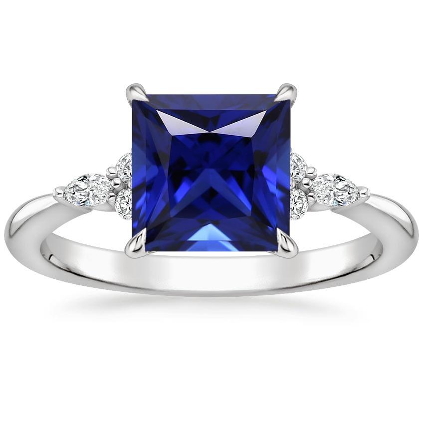 Anello con diamanti tondi e marquise con zaffiro blu principessa 5.25 carati - harrychadent.it