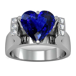 Anello con diamanti tondi in zaffiro naturale stile set da 3.50 carati