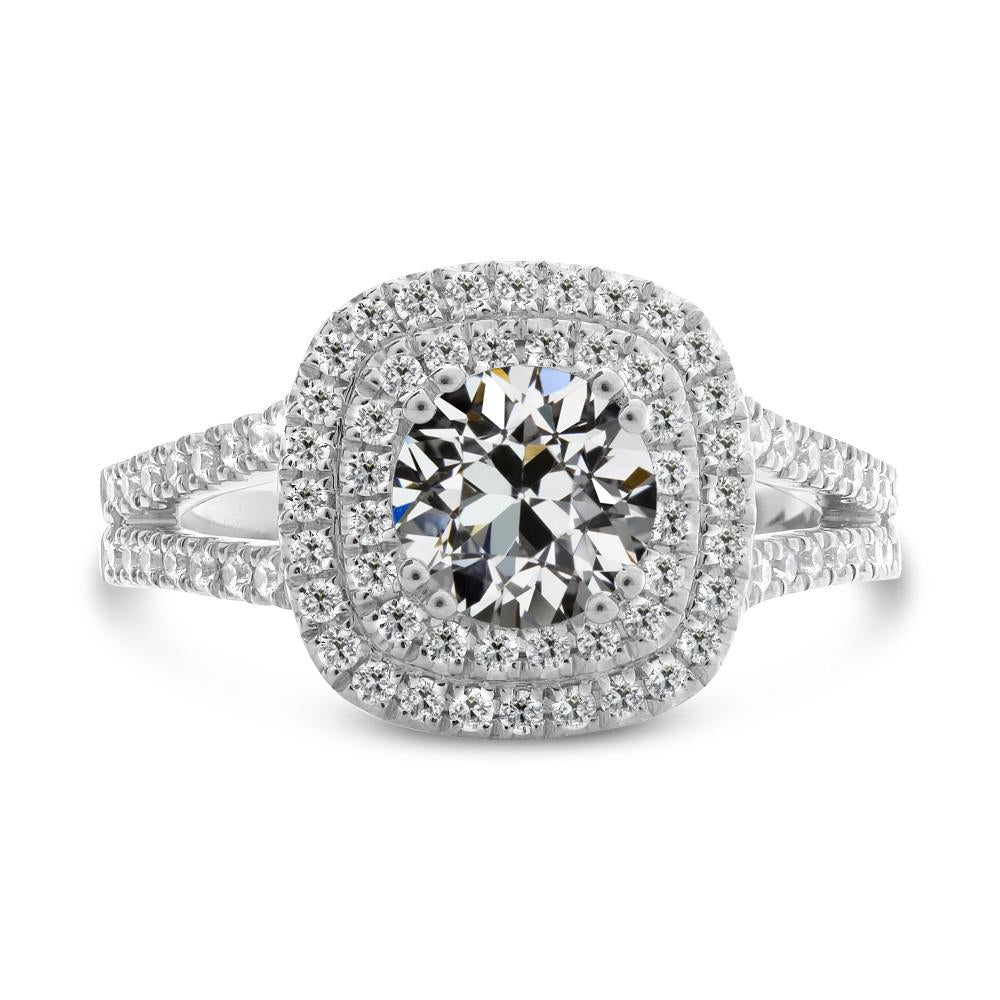 Anello con doppio anello di diamanti a taglio antico, gambo diviso, oro 14 carati, 6 carati - harrychadent.it