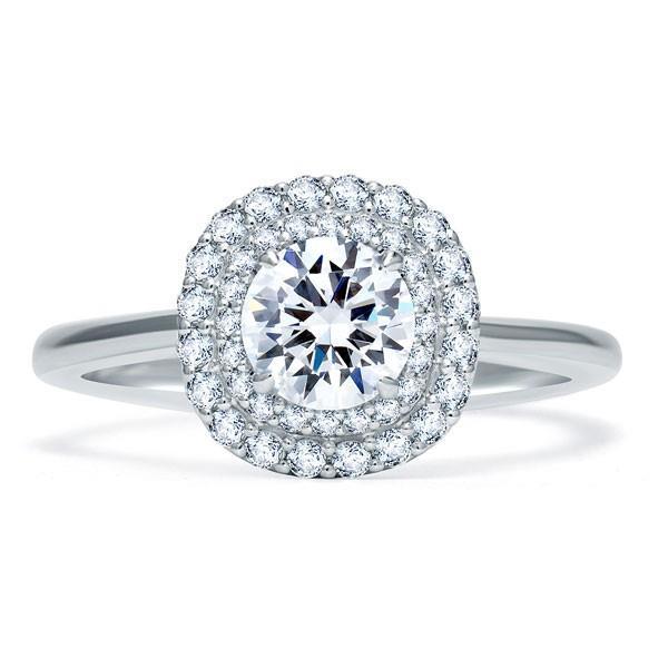 Anello con doppio anello di diamanti a taglio rotondo in oro bianco 14 carati 1.75 carati - harrychadent.it