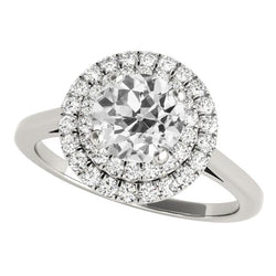 Anello con doppio anello di diamanti da minatore rotondo con doppio alone 5,75 carati