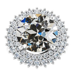Anello con doppio anello di diamanti di taglio antico, set di 4 griffe, 7,50 carati
