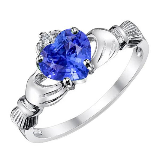 Anello con gemme a cuore blu zaffiro 2.75 carati diamante stile regina - harrychadent.it