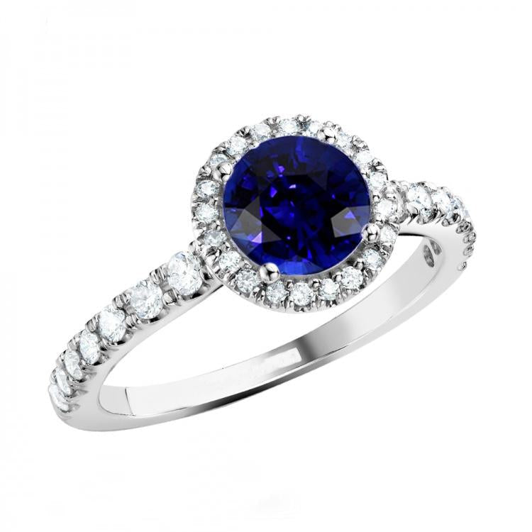 Anello con gemme di diamanti Halo Blue Zaffiro 3.50 carati Gioielli da sposa - harrychadent.it