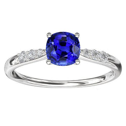 Anello con gemme di zaffiro blu Oro bianco 14K Diamanti 2.50 carati