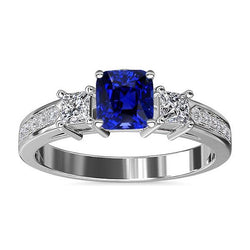 Anello con gemme di zaffiro di Ceylon Princess e diamanti rotondi 2.50 carati