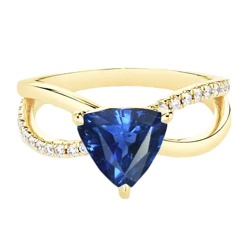 Anello con gemme di zaffiro di Ceylon Trilioni di diamanti a gambo diviso da 1.50 carati - harrychadent.it