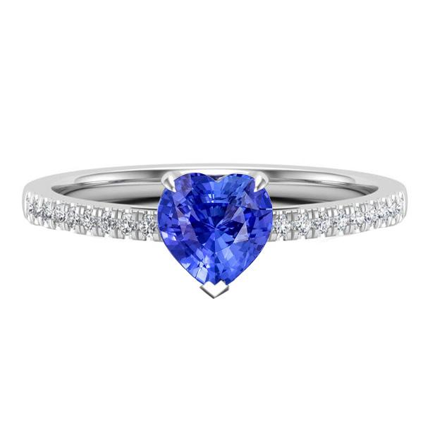 Anello da donna cuore zaffiro di Ceylon con pavé di accenti di diamanti 2 carati - harrychadent.it