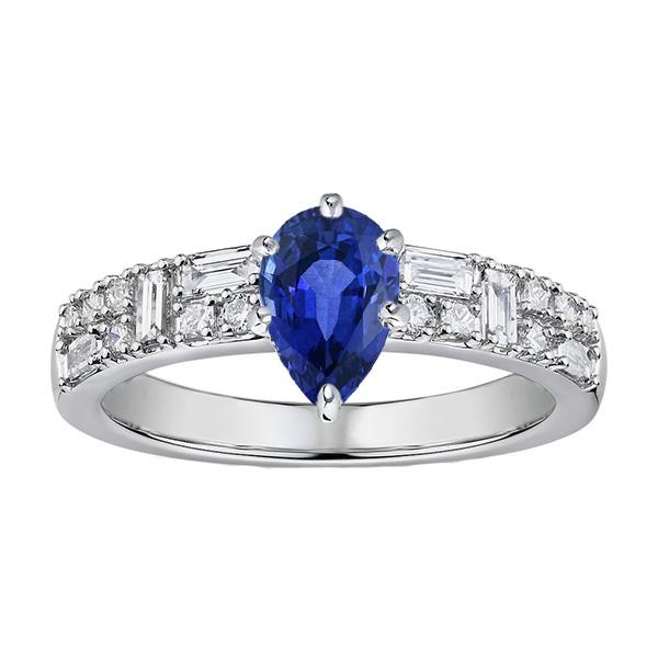 Anello con pietra preziosa pera 3 carati blu zaffiro marchesa e diamanti rotondi con oro bianco 14 carati - harrychadent.it