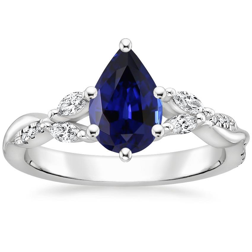 Anello con pietra preziosa zaffiro blu pera 7.25 carati Marquise e diamanti rotondi - harrychadent.it