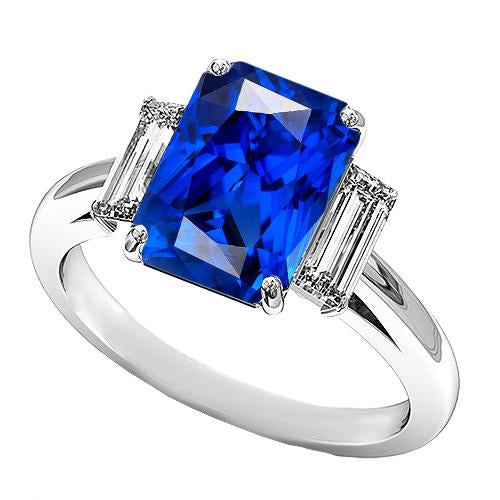 Anello con pietre preziose 3 carati Diamanti baguette Zaffiro taglio radiante 3 pietre - harrychadent.it