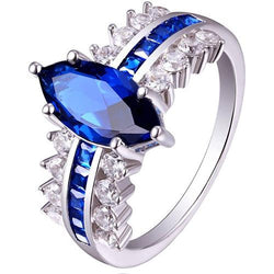 Anello con pietre preziose Marchesa e zaffiro blu principessa 6.50 carati