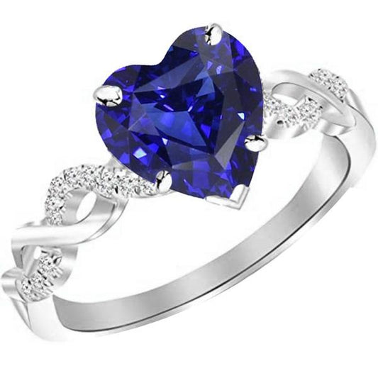 Anello con pietre preziose Taglio a cuore con zaffiro blu stile infinito Diamante da 4 carati - harrychadent.it