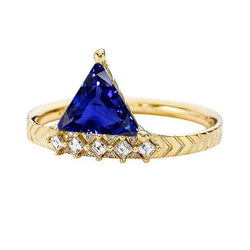 Anello con pietre preziose con zaffiri da 1,75 trilioni di carati e diamanti Princess