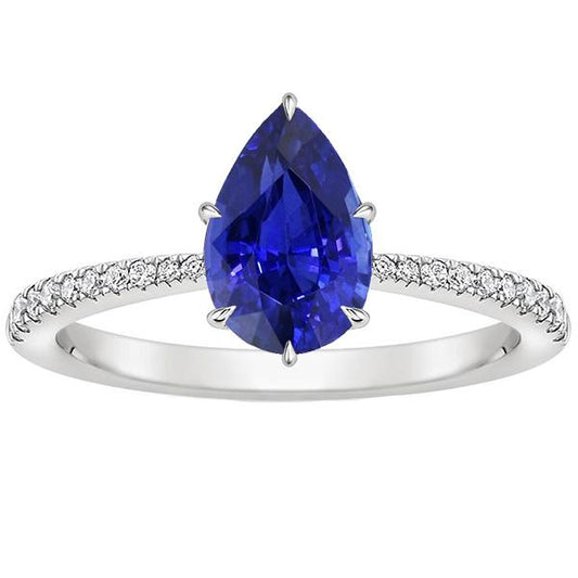 Anello con pietre preziose rotonde. zaffiro blu con accenti in oro 5 carati - harrychadent.it