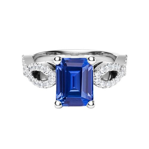 Anello con smeraldo e diamante rotondo stile infinito con zaffiro di Ceylon 3 carati - harrychadent.it