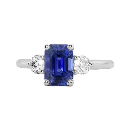 Anello con smeraldo e zaffiro blu naturale con 3 pietre e diamanti 3 carati - harrychadent.it