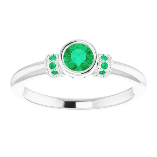 Anello con smeraldo verde colombiano in stile antico con pietra preziosa da 1 carato - harrychadent.it
