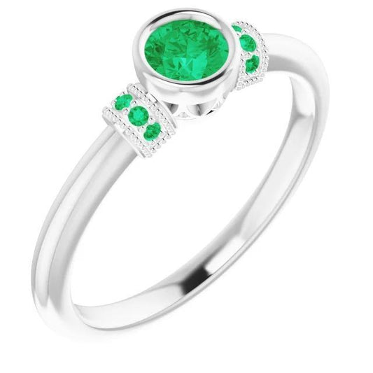 Anello con smeraldo verde colombiano in stile antico con pietra preziosa da 1 carato - harrychadent.it