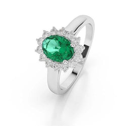 Anello con smeraldo verde e diamanti da 3,50 carati gioielli in oro da donna