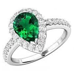 Anello con smeraldo verde e diamanti taglio pera da 1,50 ct