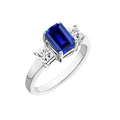 3,05 ct. Anello a tre pietre con zaffiro di Ceylon smeraldo e diamanti - harrychadent.it