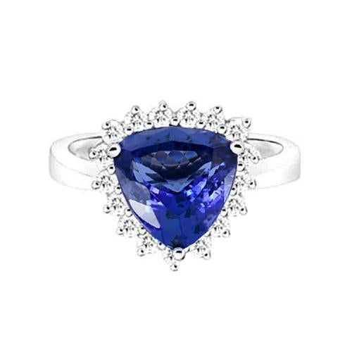 Anello con tanzanite e diamanti tondi 4.60 carati Oro bianco 14K - harrychadent.it