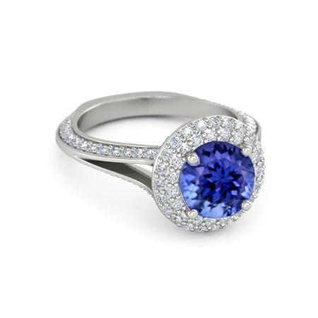 Anello con tanzanite in oro bianco 14K 3.75 carati con diamanti - harrychadent.it