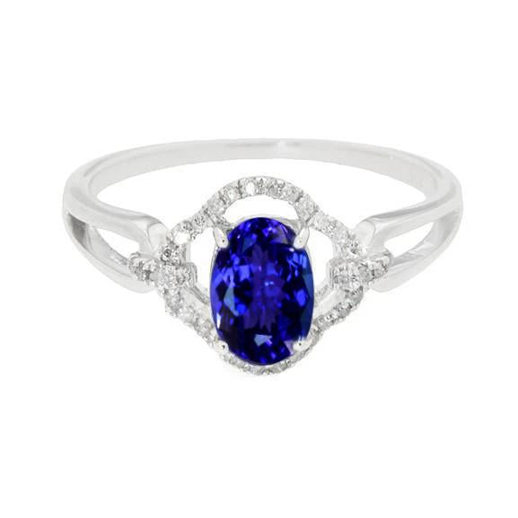 Anello con tanzanite in oro bianco 14K 6.70 carati con diamanti - harrychadent.it