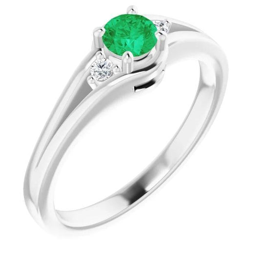 Anello con tre pietre Gioielli da donna con diamanti e smeraldi verdi da 0.85 carati - harrychadent.it