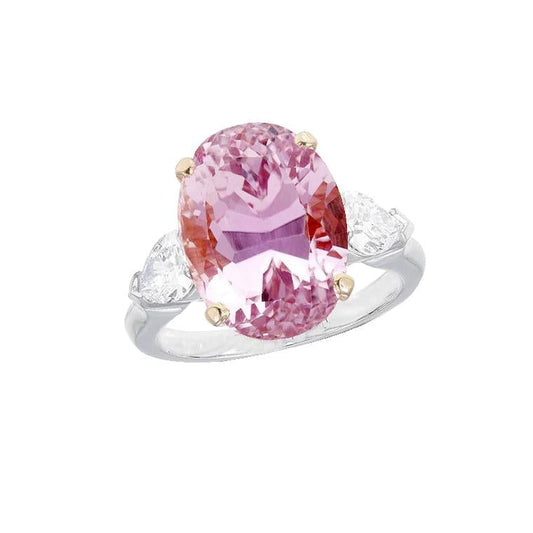 Anello con tre pietre Kunzite da 19 carati con diamanti per l'anniversario - harrychadent.it
