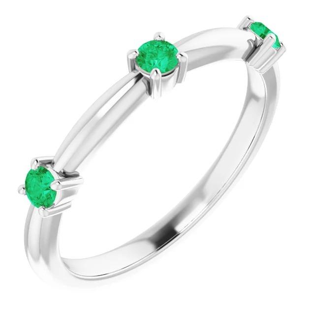 Anello con tre pietre di smeraldo verde colombiano da 0,90 carati e oro bianco 14 carati - harrychadent.it