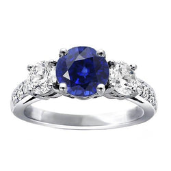 Anello con zaffiro Srilanka rotondo gioielli con diamanti 3 stile pietra 3 carati