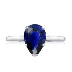Anello con zaffiro Srilanka taglio pera solitario 2 carati con polo incastonato gioielli