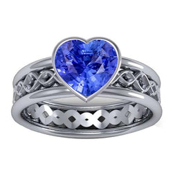 Anello con zaffiro a forma di cuore con castone solitario 2.50 carati stile infinito
