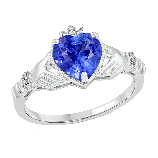 Anello con zaffiro azzurro a forma di cuore con diamante. 2 carati. gioielli da donna - harrychadent.it