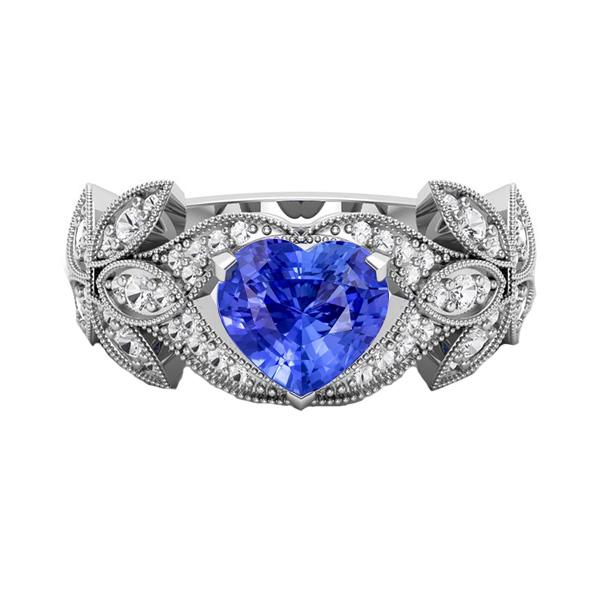 Anello con zaffiro blu a cuore anniversario con diamante stile antico 2.50 carati - harrychadent.it