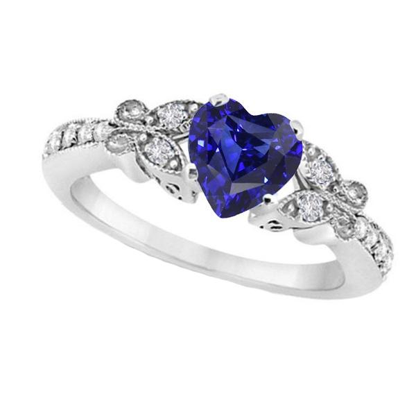 Anello con zaffiro blu a forma di cuore con diamante 2.50 carati stile farfalla - harrychadent.it