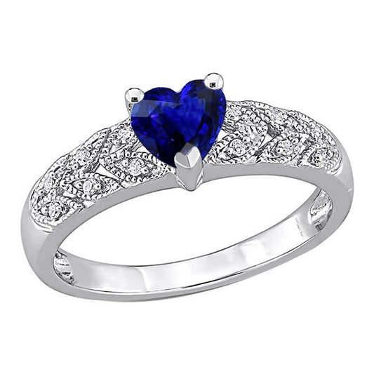 Anello con zaffiro blu a forma di cuore con diamante a forma di anello da 2.50 carati in stile foglia - harrychadent.it