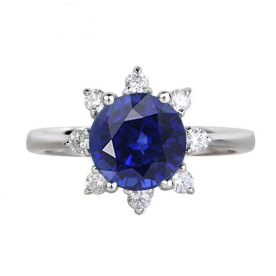 Anello con zaffiro blu a forma di stella con diamante tondo 3 carati in oro bianco - harrychadent.it
