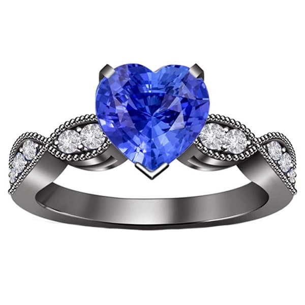 Anello con zaffiro blu cuore anniversario diamante 3 carati stile intrecciato - harrychadent.it