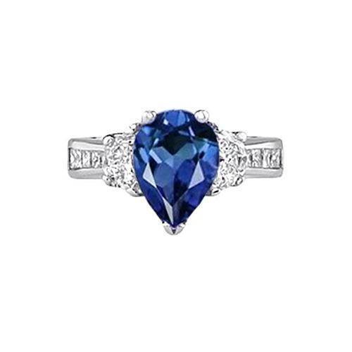 Anello in oro bianco 14 carati con zaffiro blu dello Sri Lanka da 3,28 carati - harrychadent.it