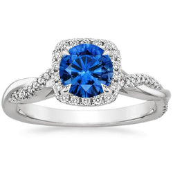 Anello con zaffiro blu dello Sri Lanka da 3,70 carati e diamanti taglio brillante