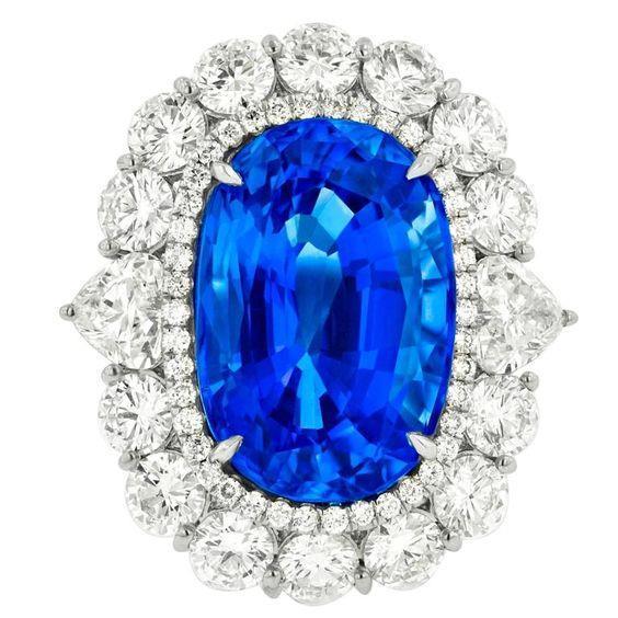 Anello con zaffiro blu dello Sri Lanka e diamante da 8,25 ct in oro bianco 14 carati - harrychadent.it