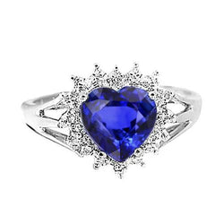 Anello con zaffiro blu dello Sri Lanka e diamanti con cuore da 7,60 ct