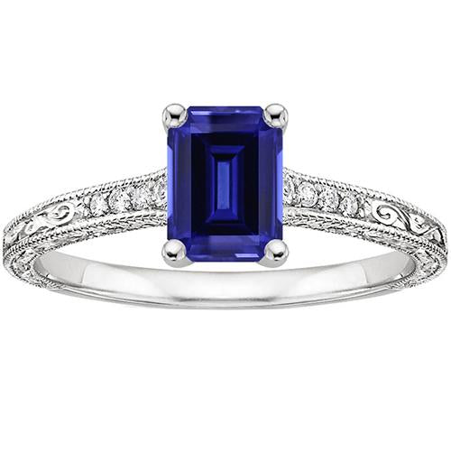 anello con zaffiro blu e brillanti prezzo